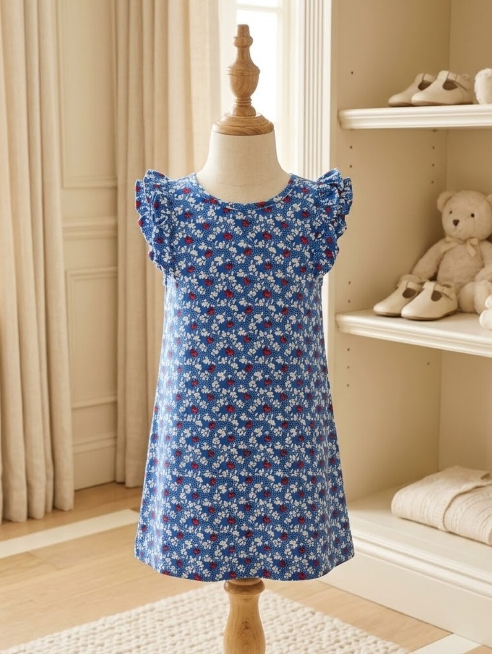 The Beaufort Bonnet Company 3T Potomac Petals Blue Floral Dress